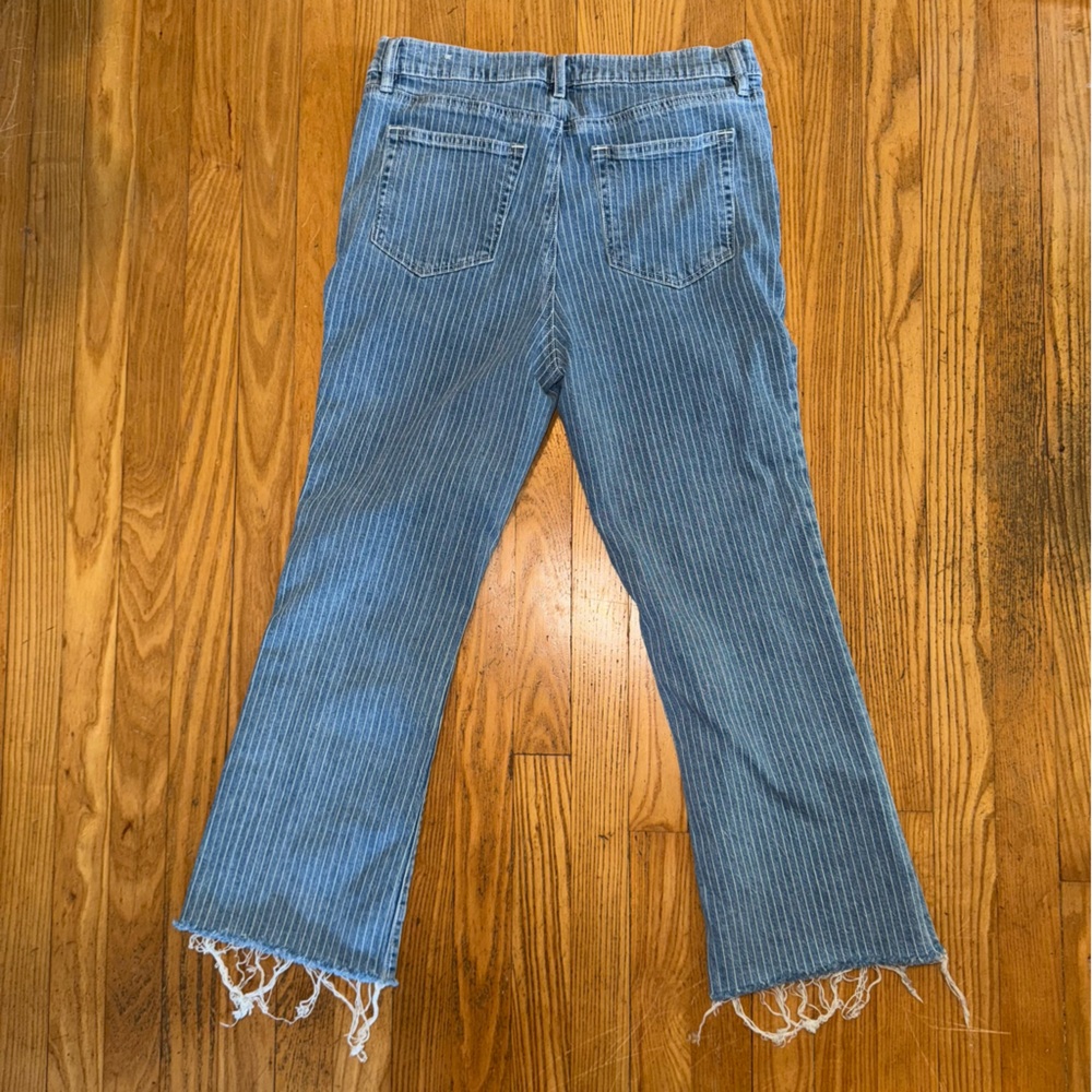 LOFT Blue Striped Flare Jeans - Picture 3 of 11